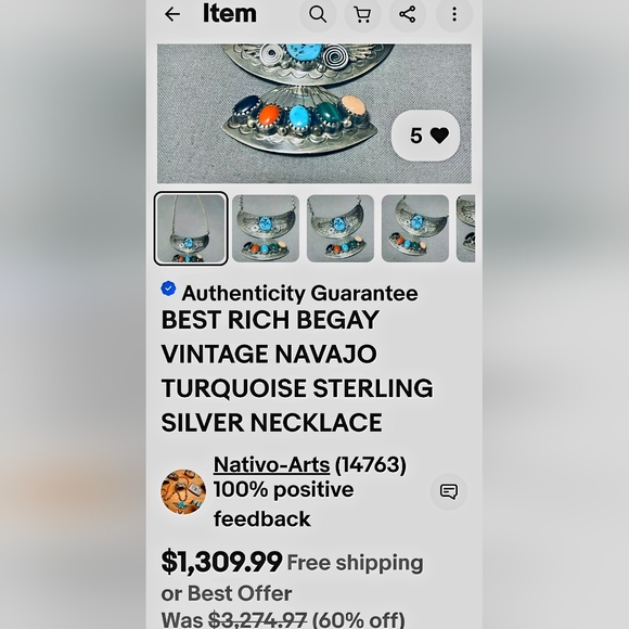 WOW! VINTAGE UNSIGNED NAVAJO RICHARD BEGAY Sterling Silver Multi-Stone Necklace - Picture 14 of 16